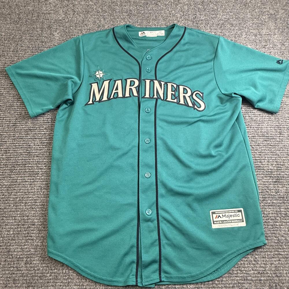 Vintage Seattle Mariners Jersey Mens Large Green MLB Ken Griffey Jr 24 Majestic